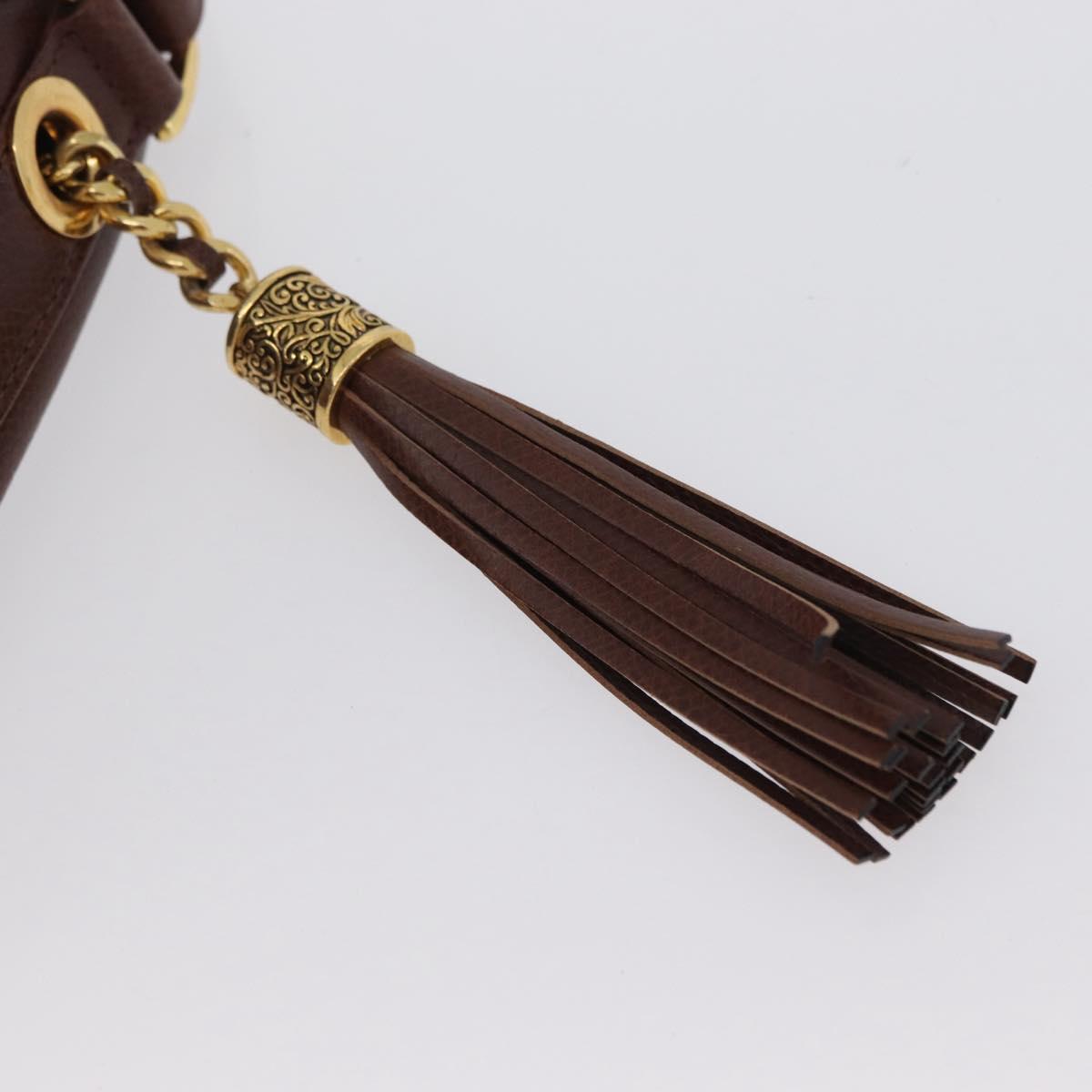 VALENTINO Shoulder Bag Leather Gold Brown Auth 170080