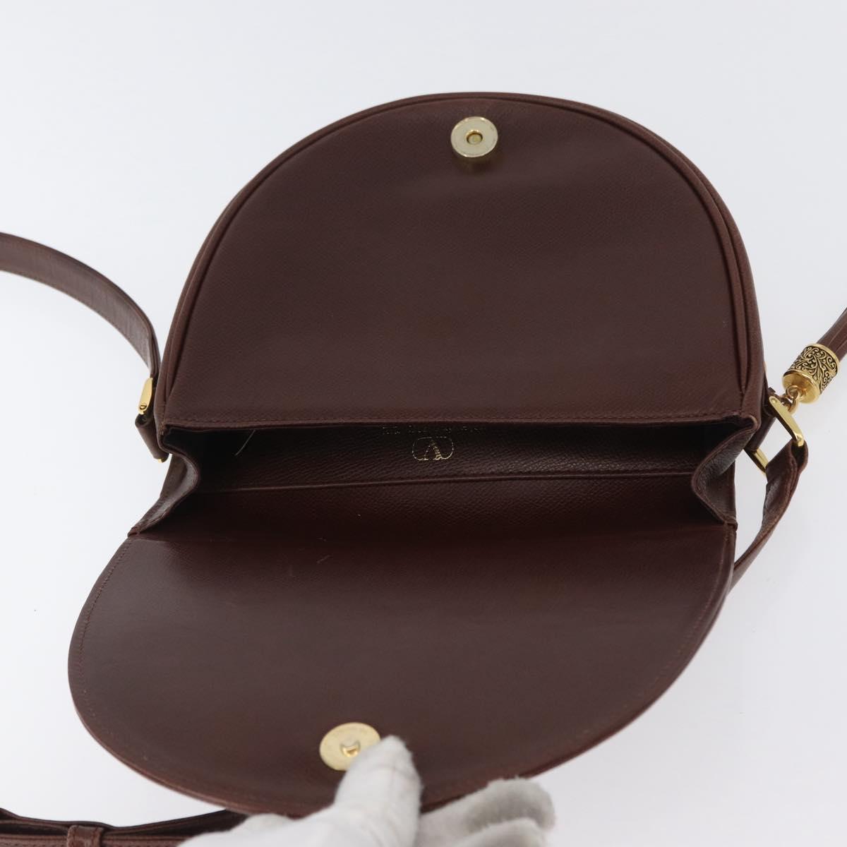 VALENTINO Shoulder Bag Leather Gold Brown Auth 170080