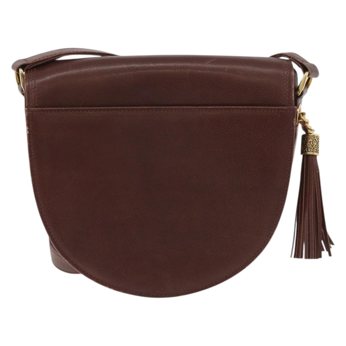VALENTINO Shoulder Bag Leather Gold Brown Auth 170080
