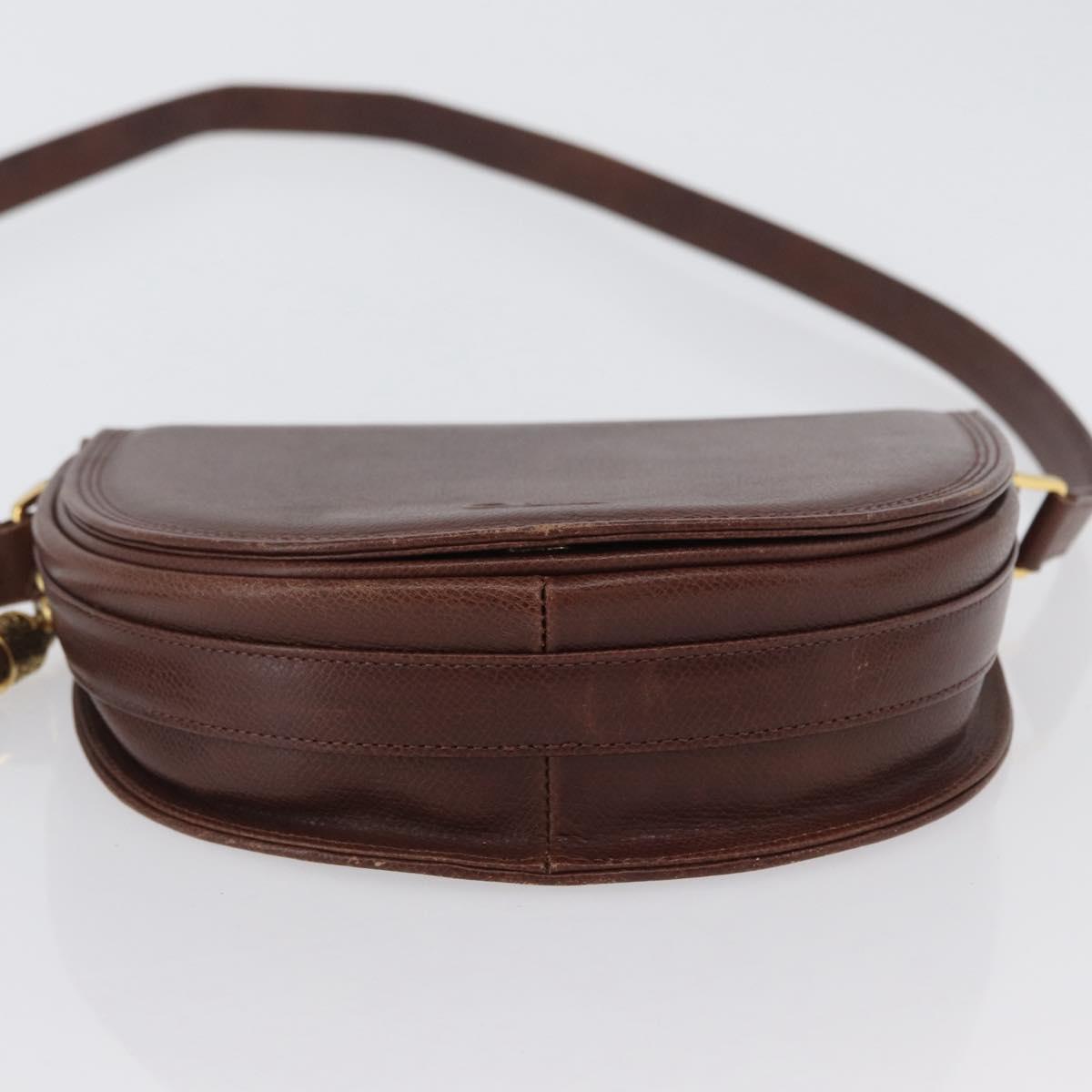 VALENTINO Shoulder Bag Leather Gold Brown Auth 170080
