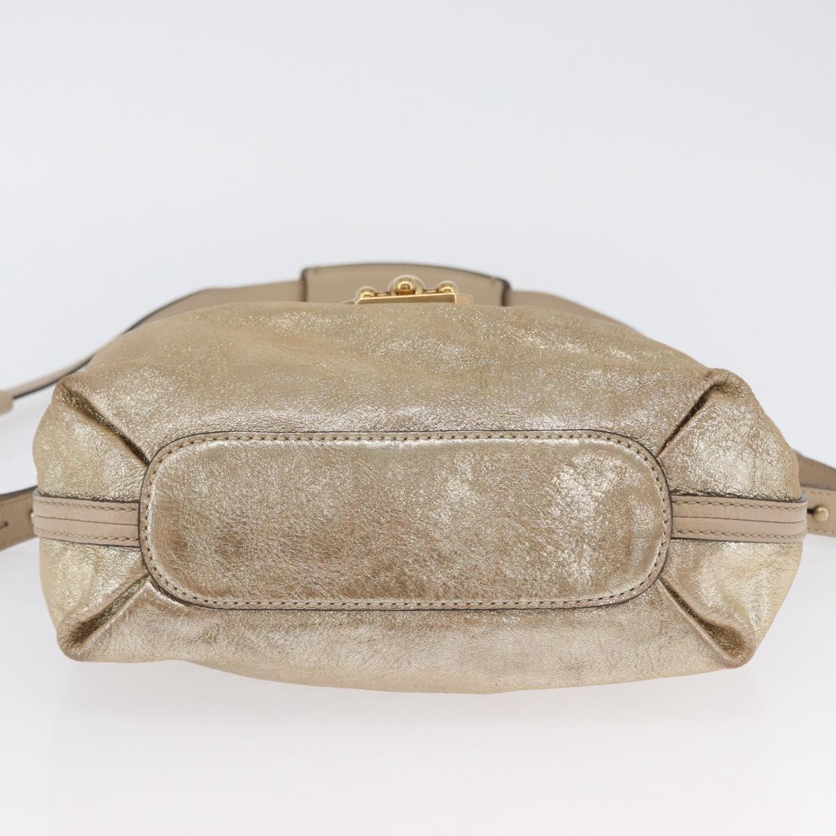 Chloe Elsie Hand Bag Leather 2way Gold Auth 170081