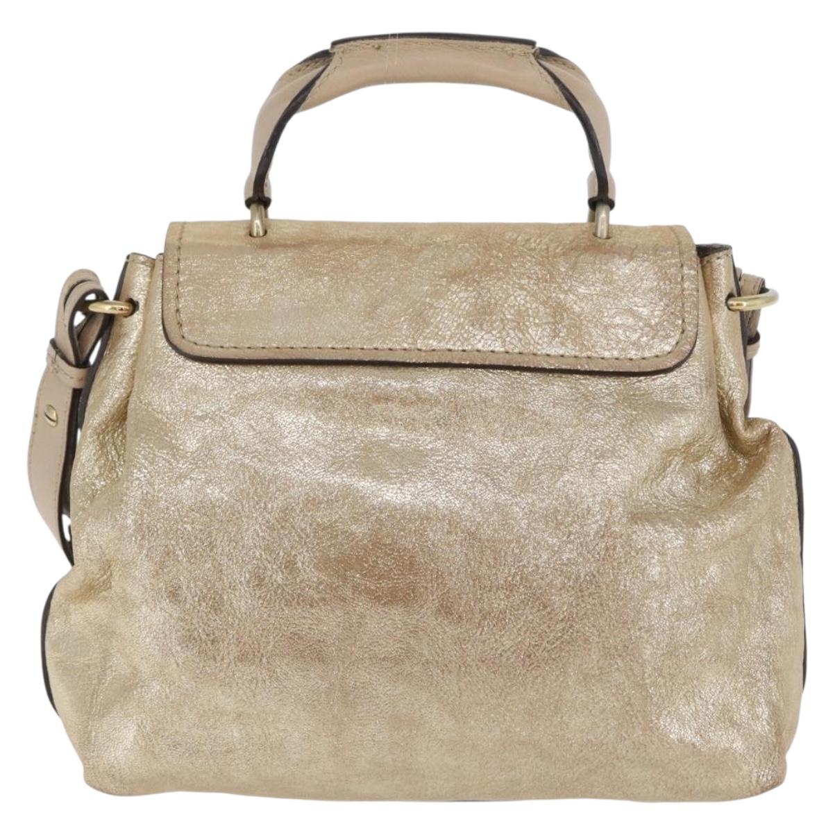 Chloe Elsie Hand Bag Leather 2way Gold Auth 170081