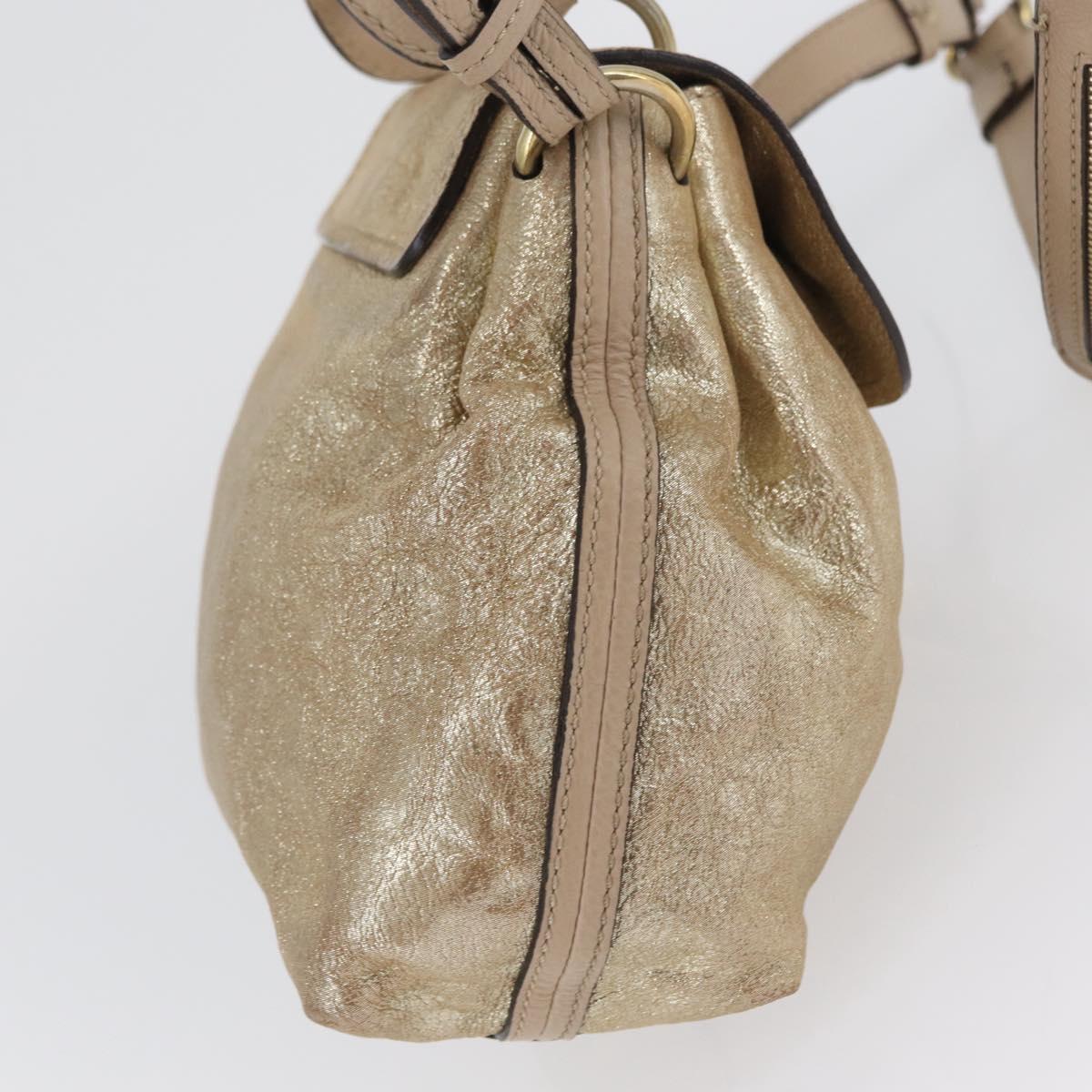 Chloe Elsie Hand Bag Leather 2way Gold Auth 170081