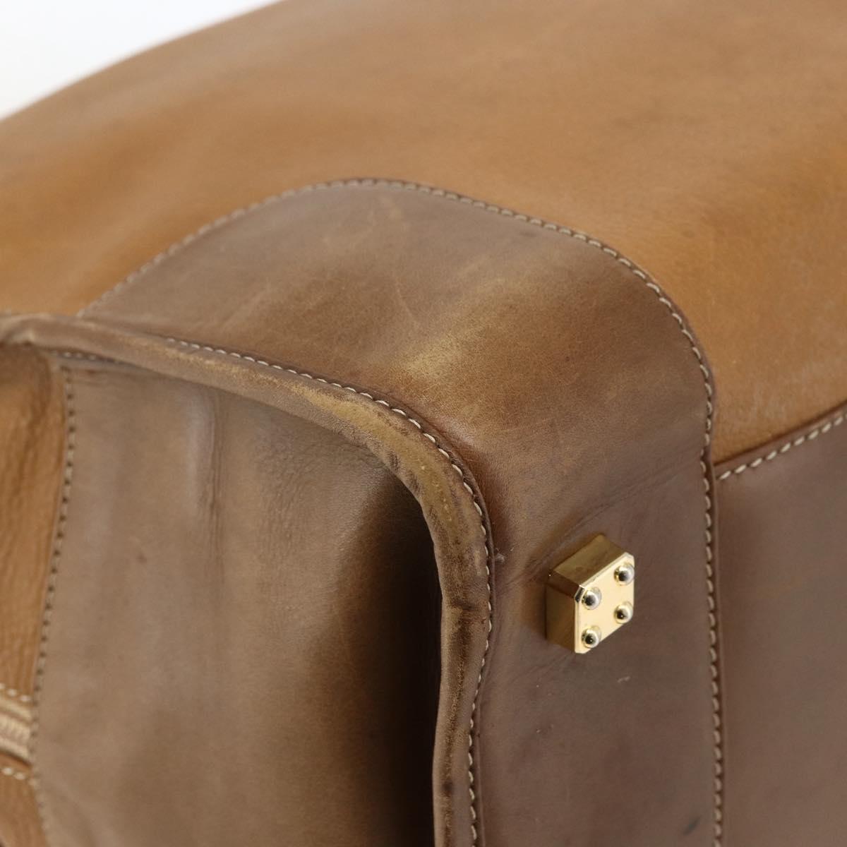 LOEWE Anagram Amazona 30 Hand Bag Leather Beige Gold Auth 170083