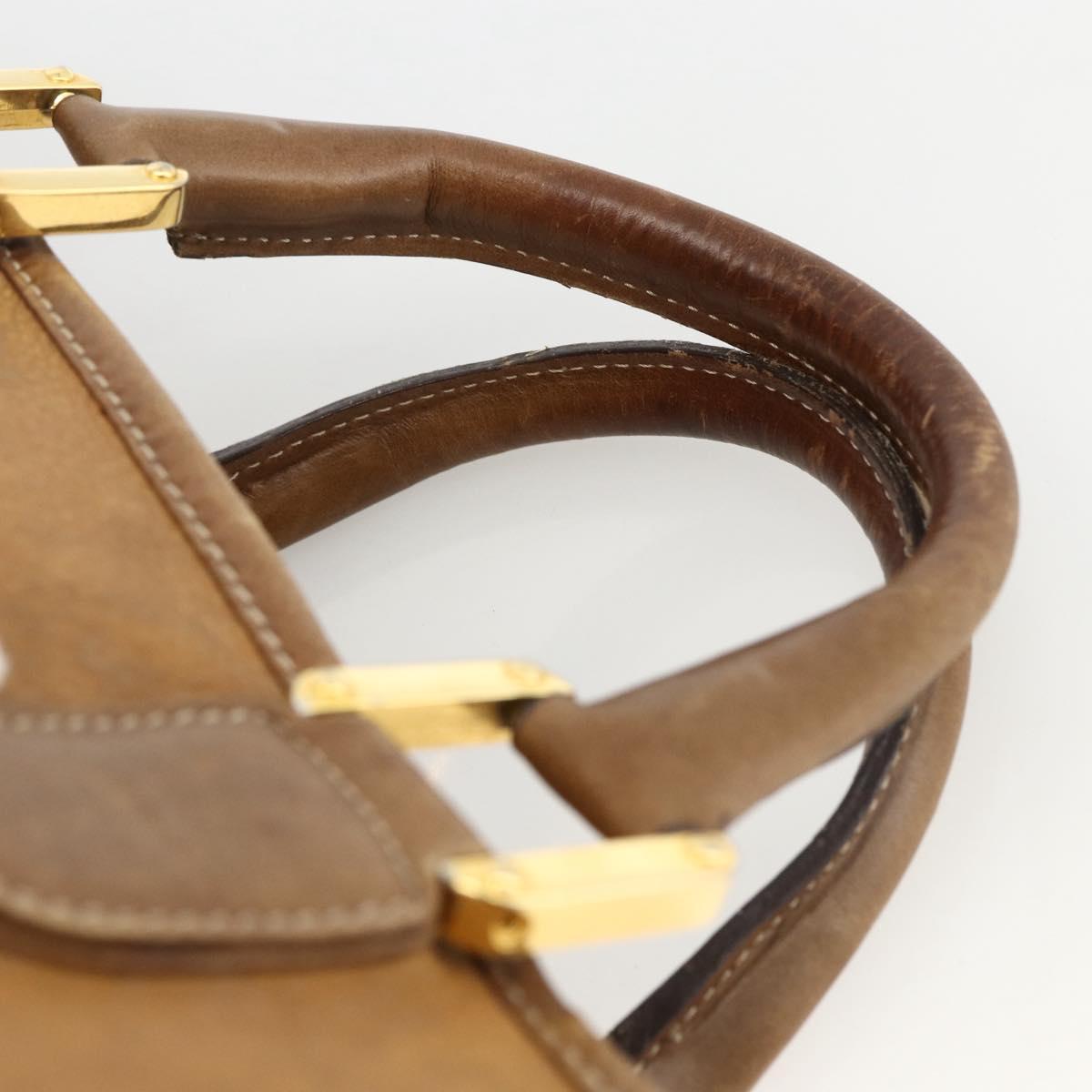 LOEWE Anagram Amazona 30 Hand Bag Leather Beige Gold Auth 170083