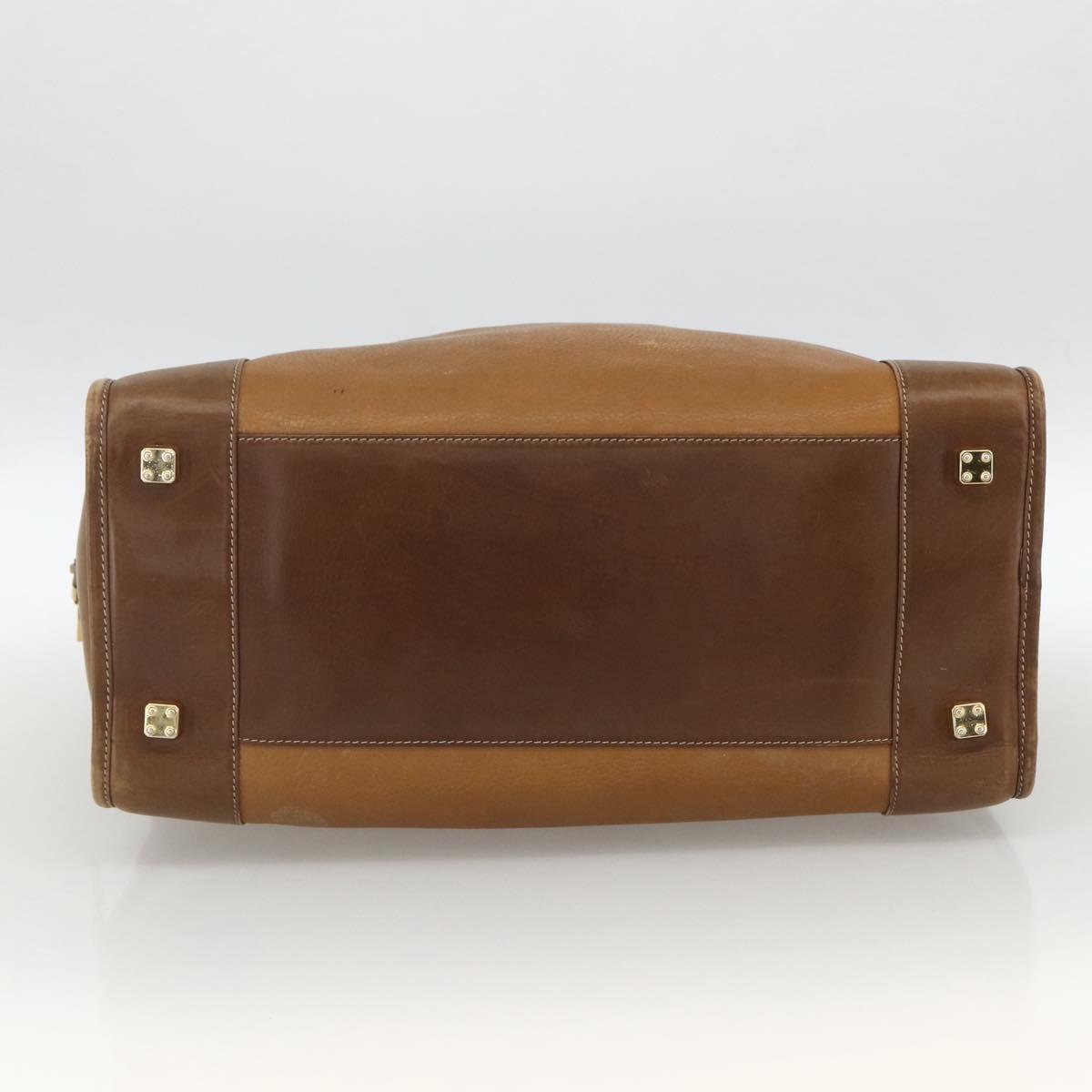 LOEWE Anagram Amazona 30 Hand Bag Leather Beige Gold Auth 170083