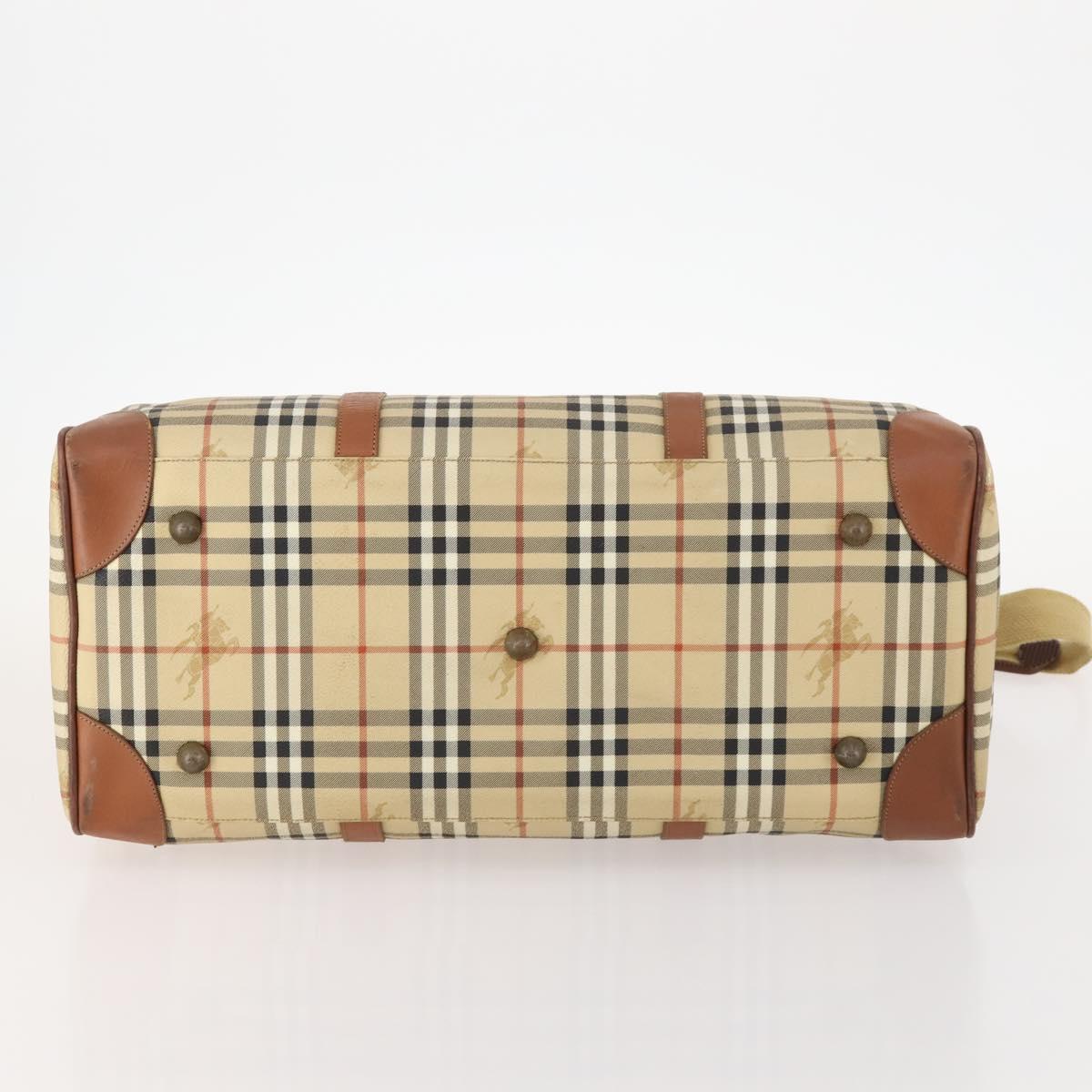 Burberrys Nova Check Boston Bag PVC 2way Beige Gold Auth 170084
