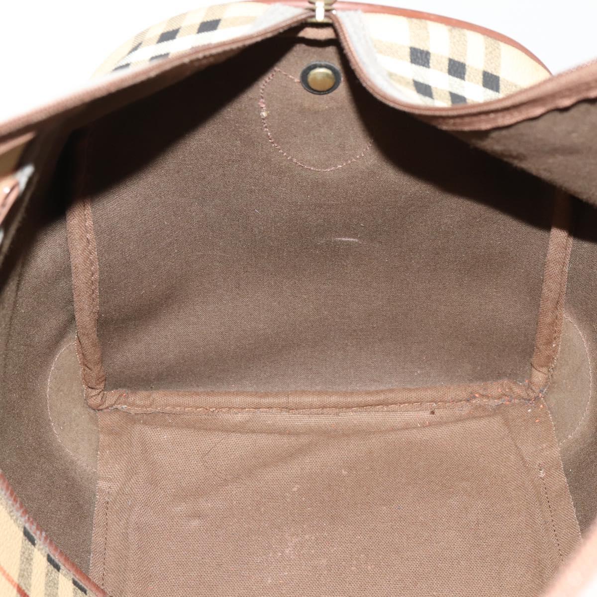 Burberrys Nova Check Boston Bag PVC 2way Beige Gold Auth 170084