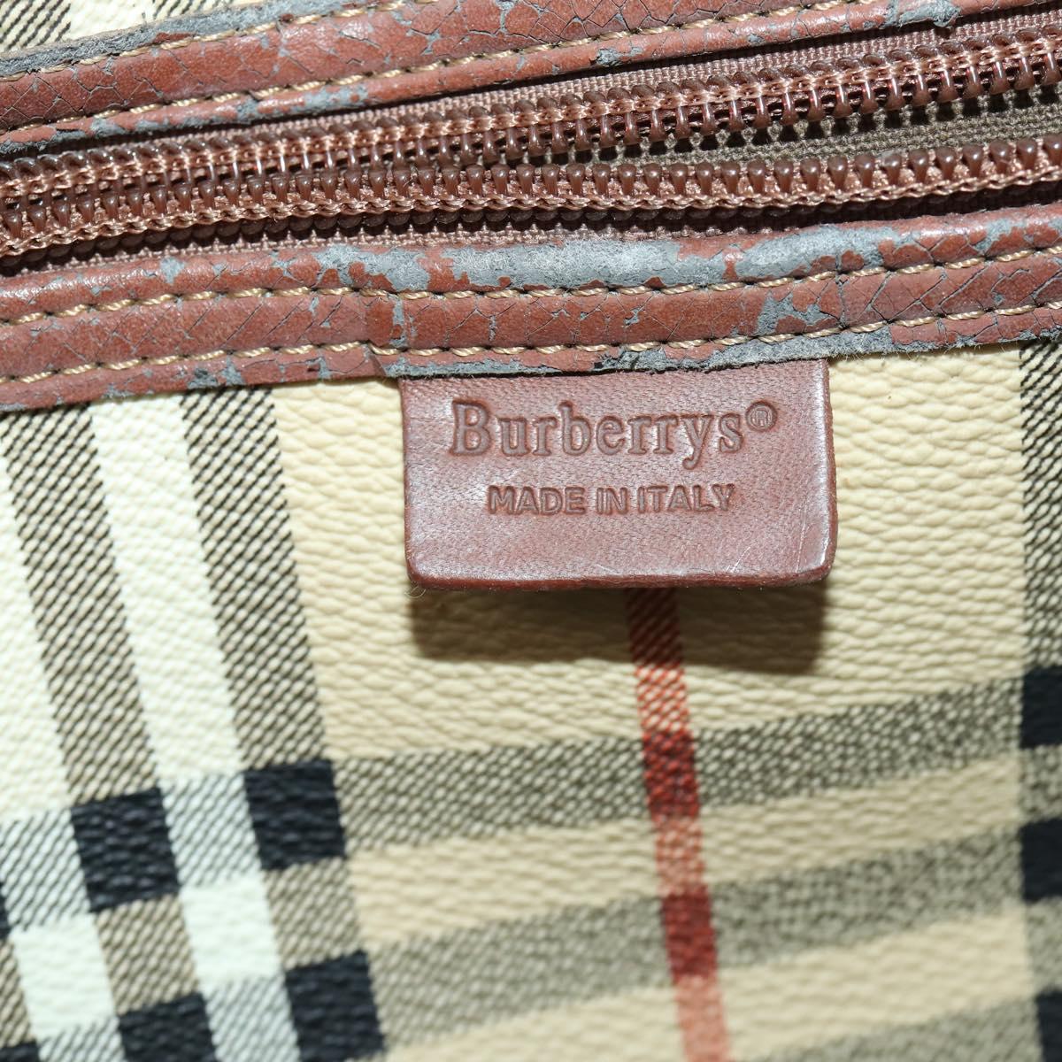 Burberrys Nova Check Boston Bag PVC 2way Beige Gold Auth 170084