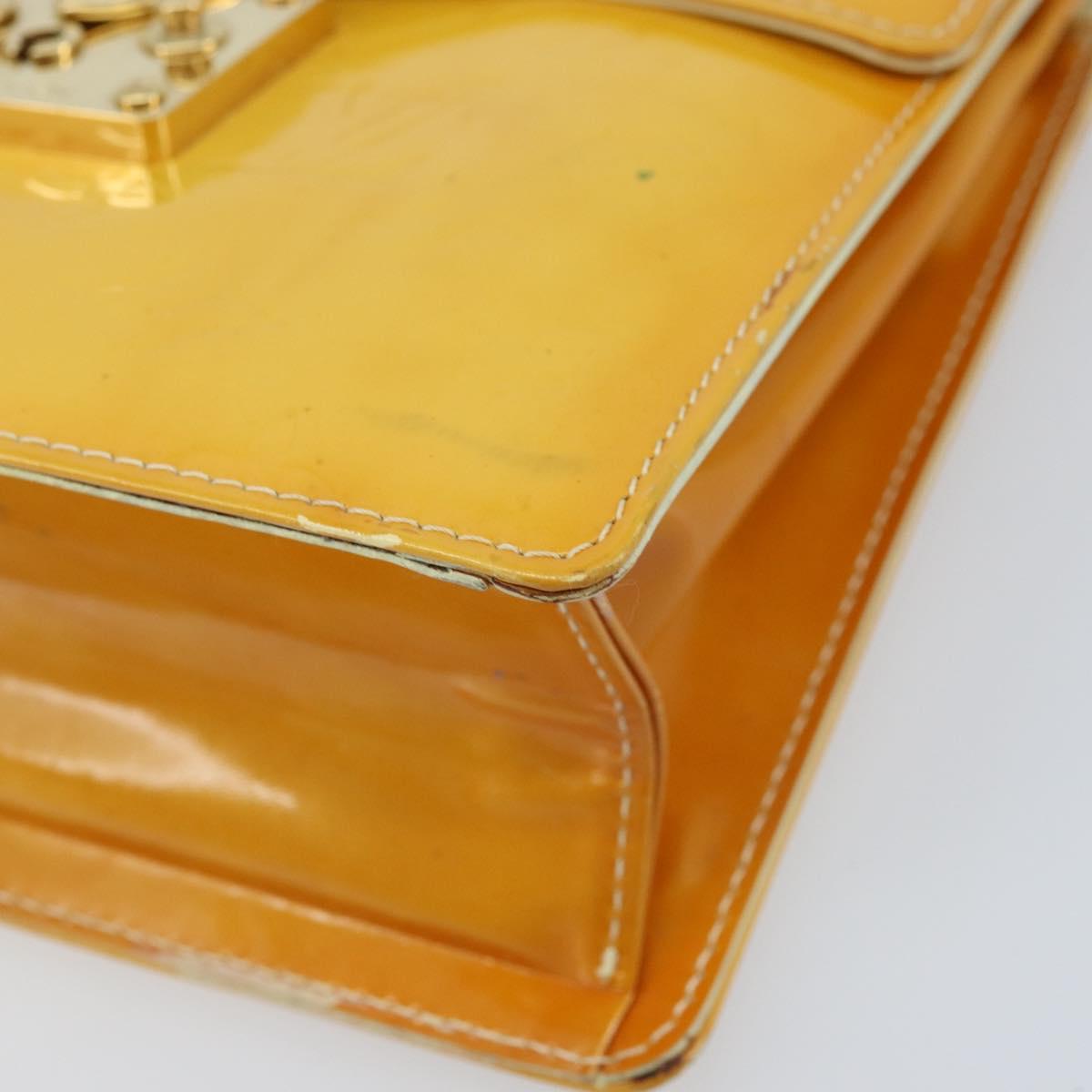 LOUIS VUITTON Monogram Vernis Spring Street Bag Lime Yellow M91068 Auth 170096