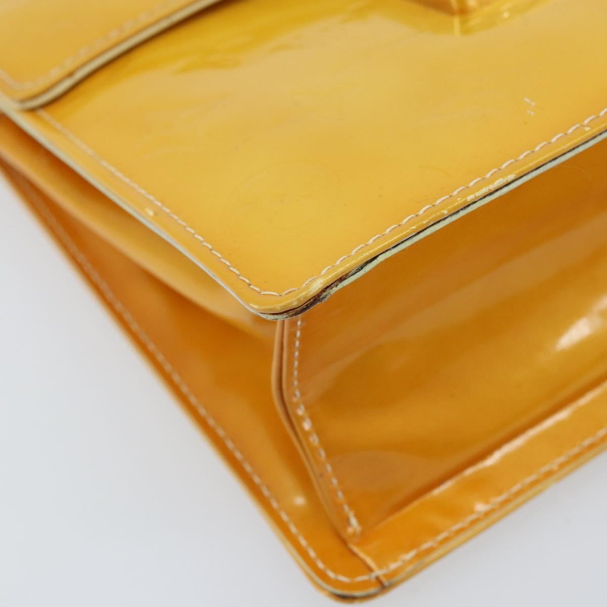 LOUIS VUITTON Monogram Vernis Spring Street Bag Lime Yellow M91068 Auth 170096