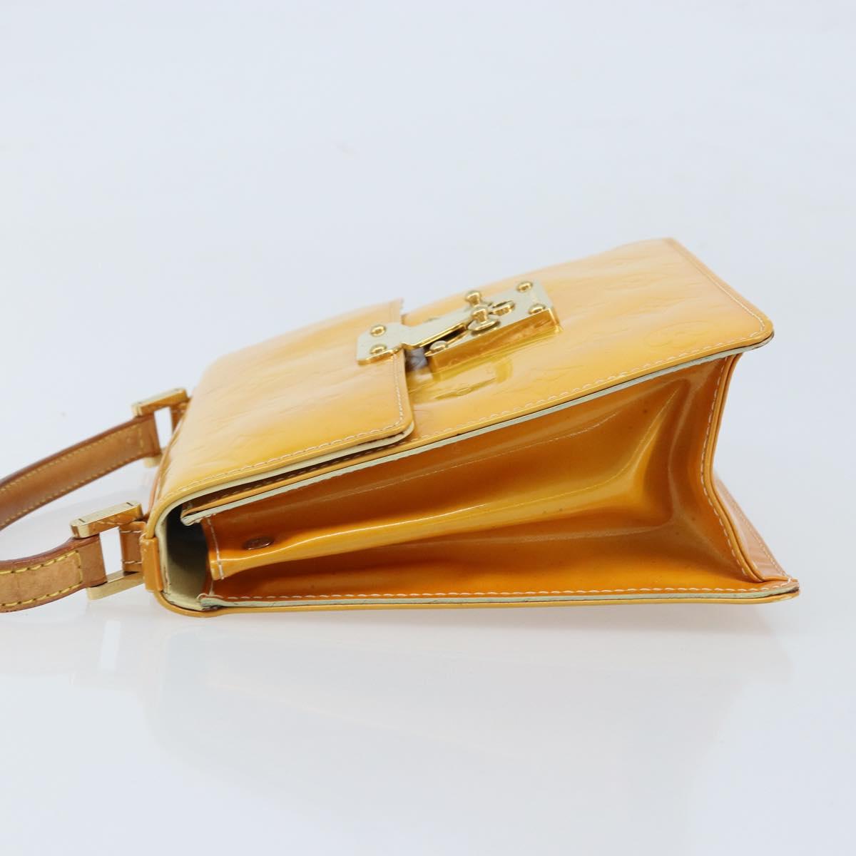LOUIS VUITTON Monogram Vernis Spring Street Bag Lime Yellow M91068 Auth 170096