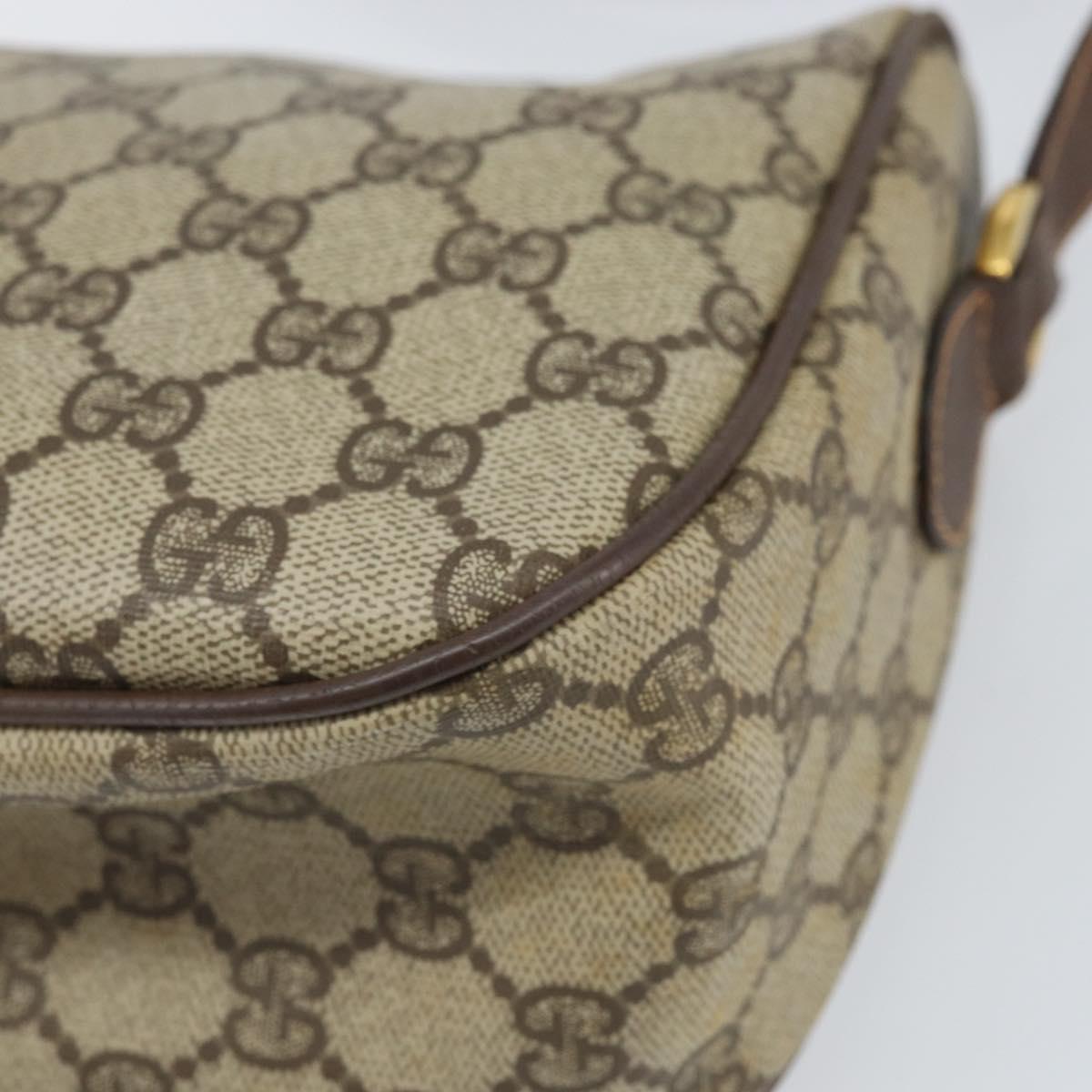 GUCCI GG Supreme Web Sherry Line Bag PVC Beige Gold 89 02 077 Auth 170107