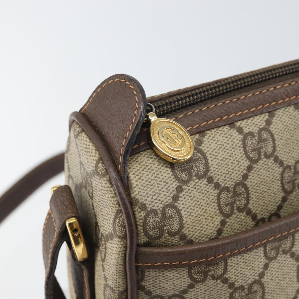 GUCCI GG Supreme Web Sherry Line Bag PVC Beige Gold 89 02 077 Auth 170107