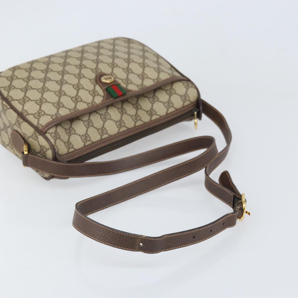 GUCCI GG Supreme Web Sherry Line Bag PVC Beige Gold 89 02 077 Auth 170107