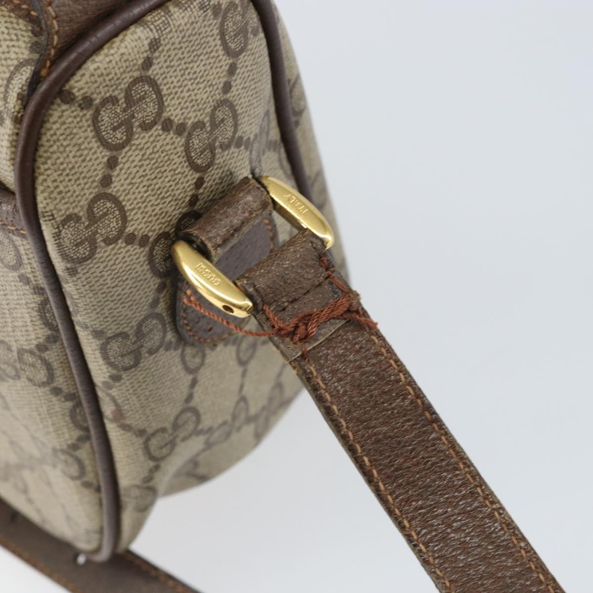 GUCCI GG Supreme Web Sherry Line Bag PVC Beige Gold 89 02 077 Auth 170108
