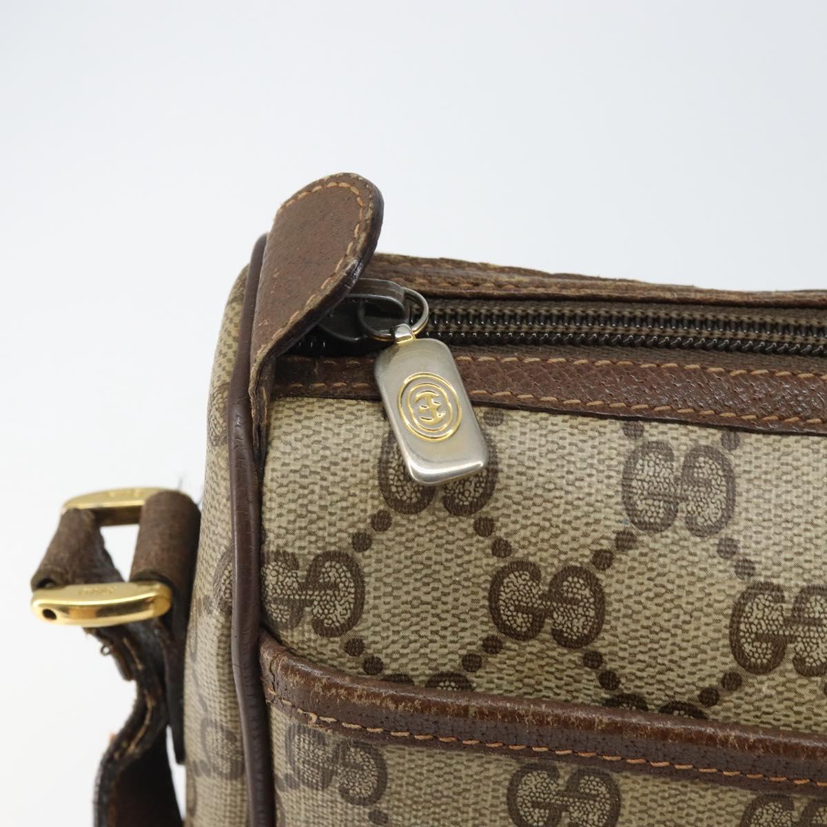 GUCCI GG Supreme Web Sherry Line Bag PVC Beige Gold 89 02 077 Auth 170108