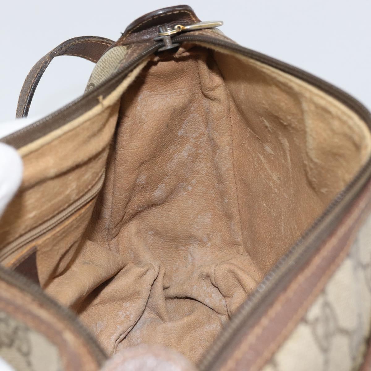 GUCCI GG Supreme Web Sherry Line Bag PVC Beige Gold 89 02 077 Auth 170108