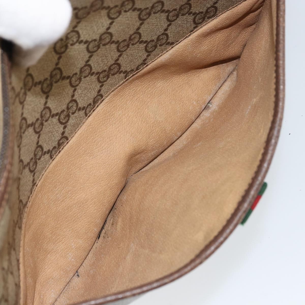 GUCCI GG Supreme Web Sherry Line Bag PVC Beige Gold 89 02 077 Auth 170108