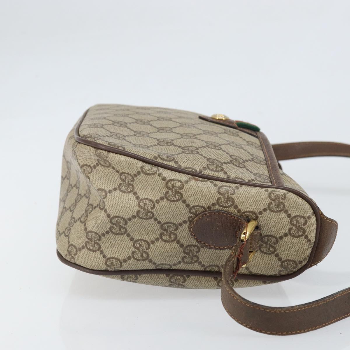 GUCCI GG Supreme Web Sherry Line Bag PVC Beige Gold 89 02 077 Auth 170108