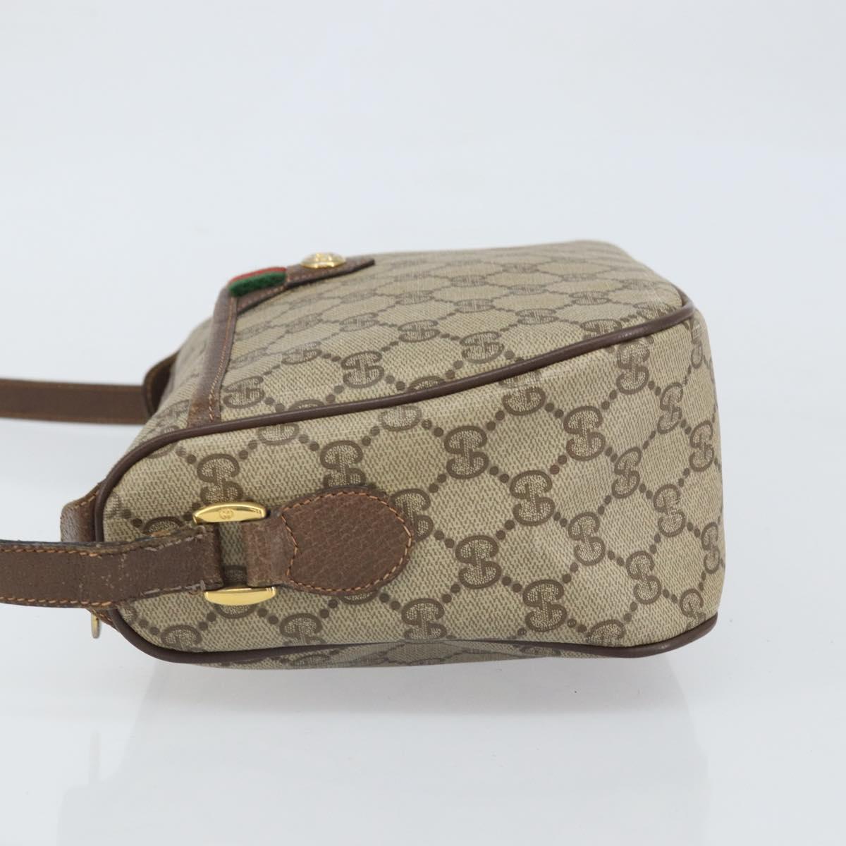 GUCCI GG Supreme Web Sherry Line Bag PVC Beige Gold 89 02 077 Auth 170108