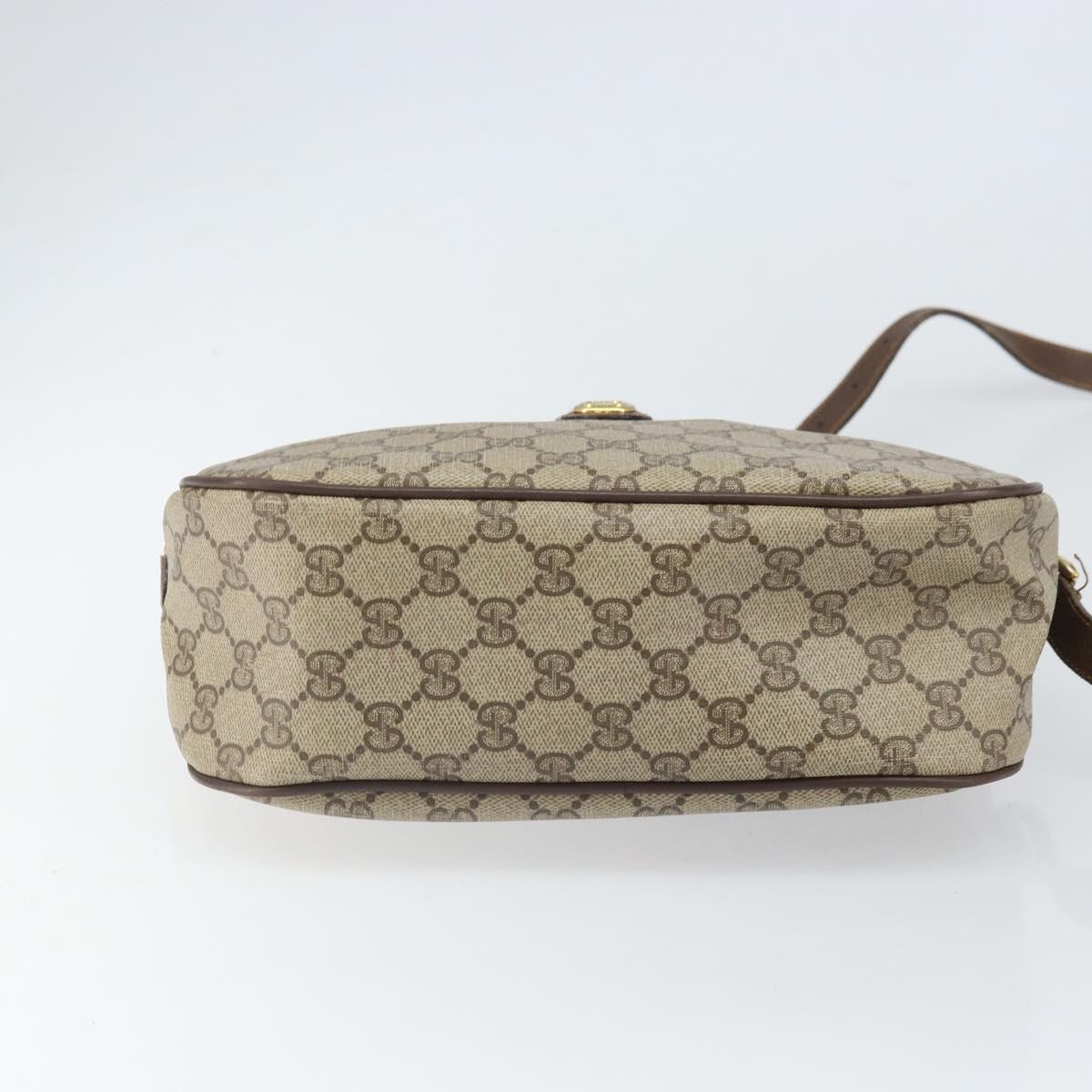 GUCCI GG Supreme Web Sherry Line Bag PVC Beige Gold 89 02 077 Auth 170108