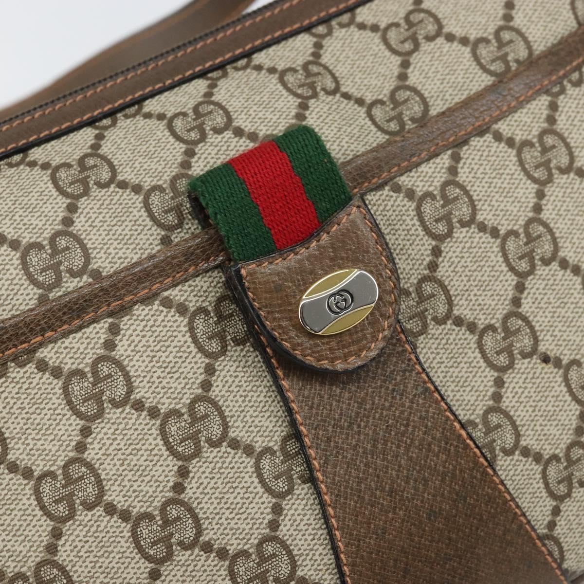 GUCCI GG Supreme Web Sherry Line Bag PVC Beige Gold 89 02 032 Auth 170109