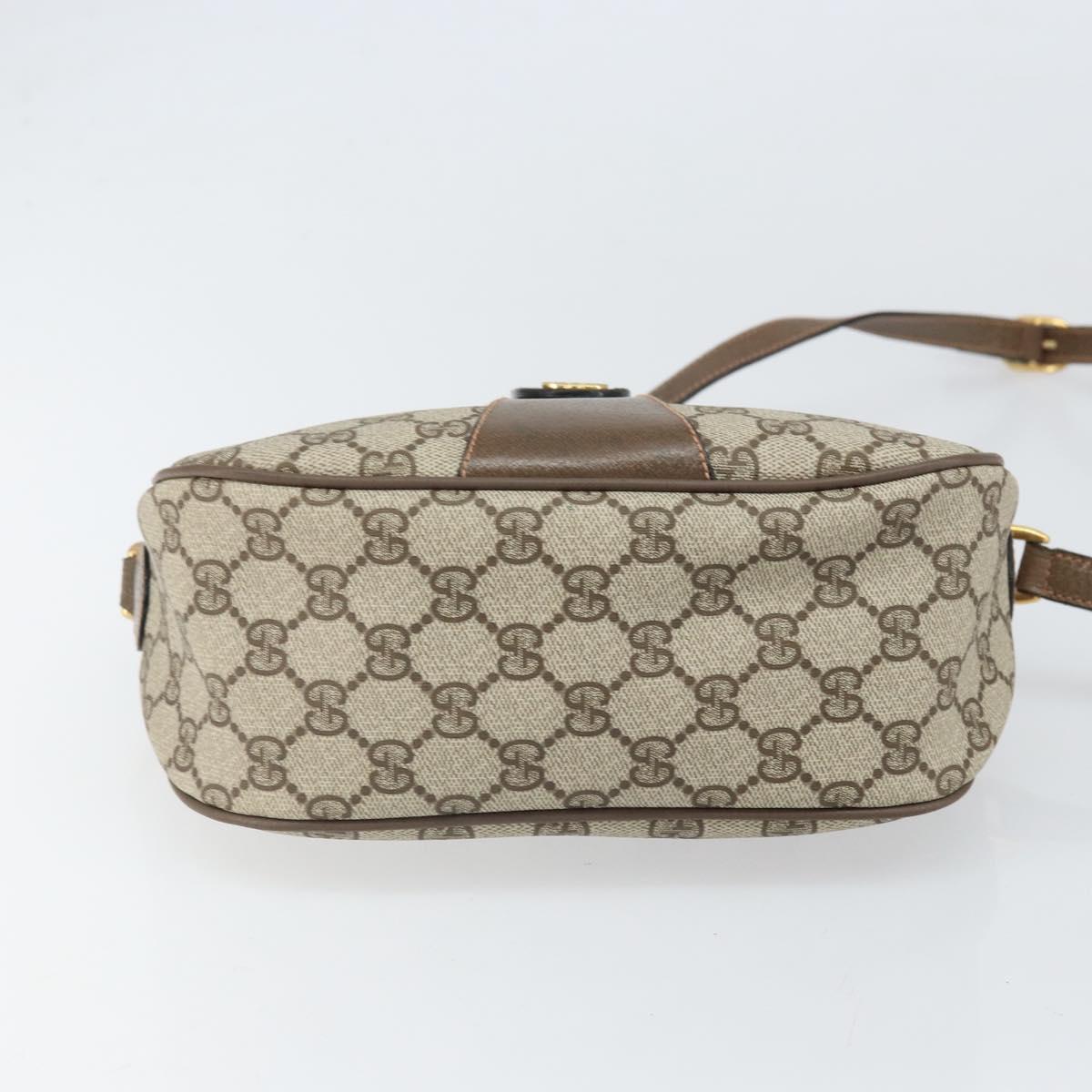 GUCCI GG Supreme Web Sherry Line Bag PVC Beige Gold 89 02 032 Auth 170109