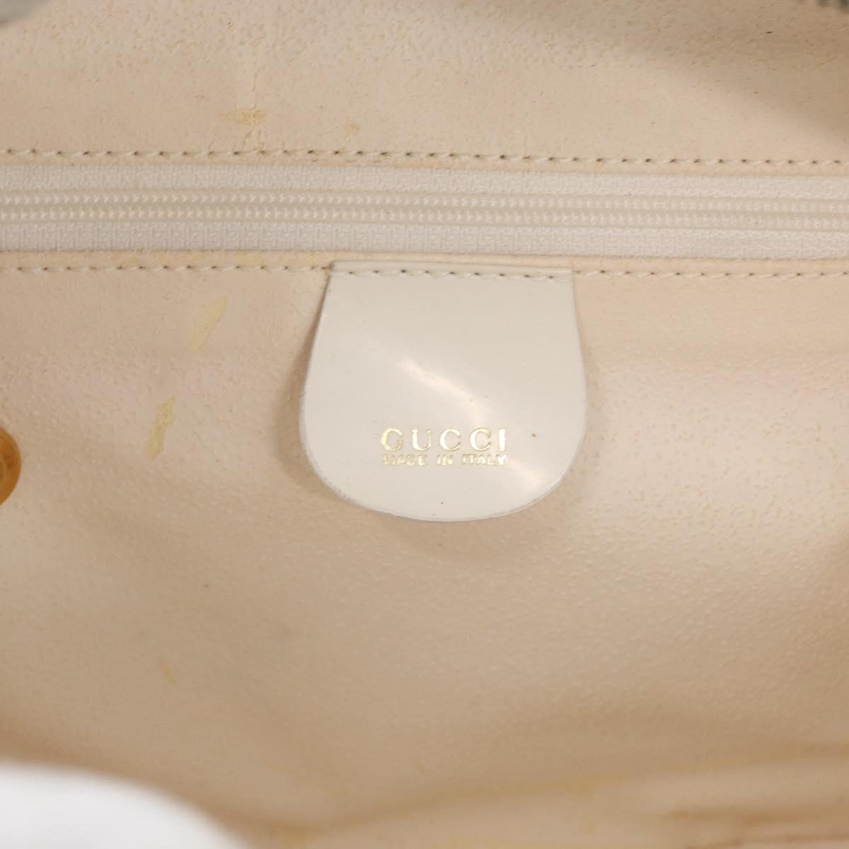 GUCCI Bamboo Vanity Hand Bag Patent 2way White Gold 000 270 0323 Auth 170112