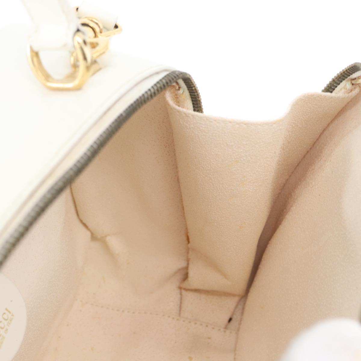 GUCCI Bamboo Vanity Hand Bag Patent 2way White Gold 000 270 0323 Auth 170112