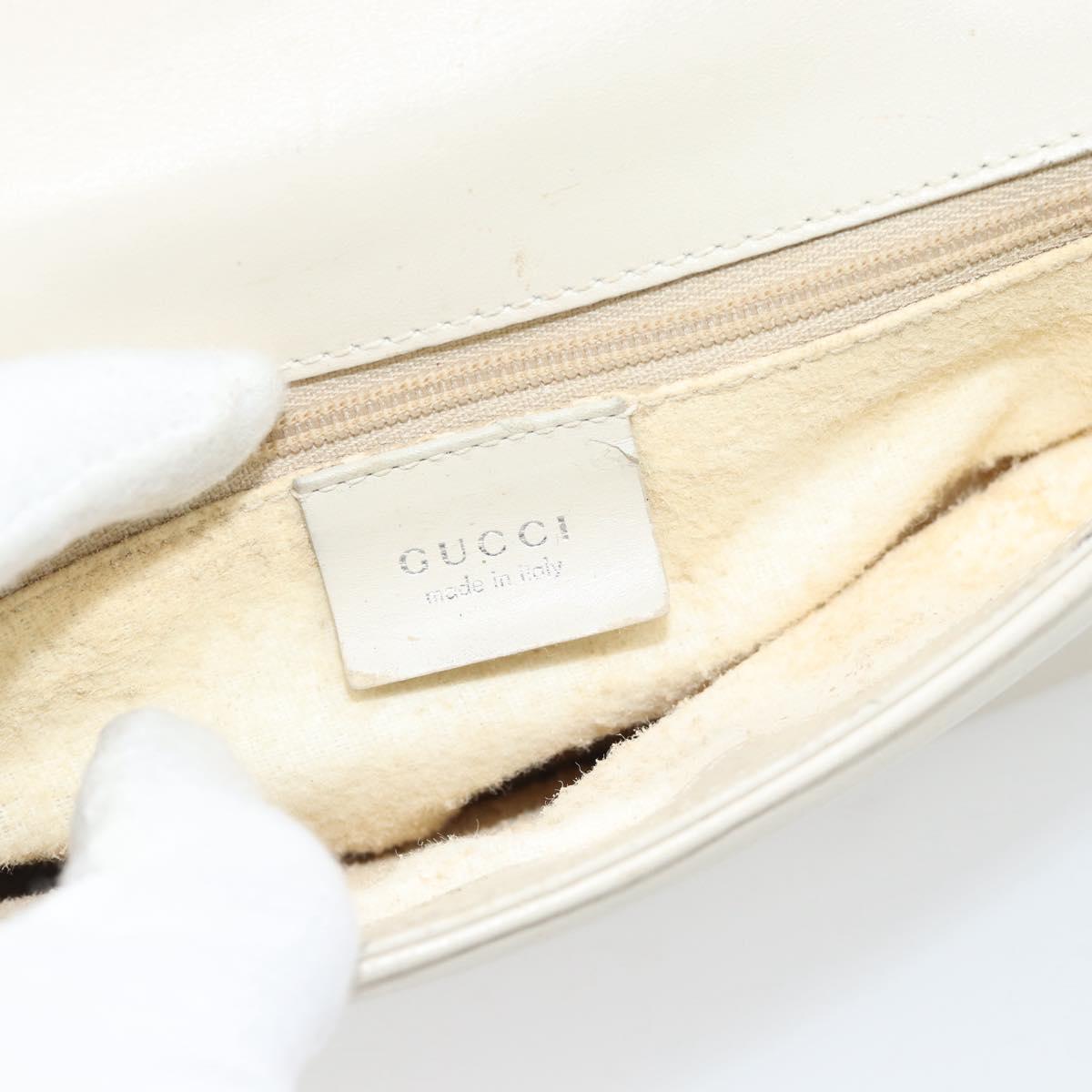 GUCCI Shoulder Bag Leather White Silver Auth 170113