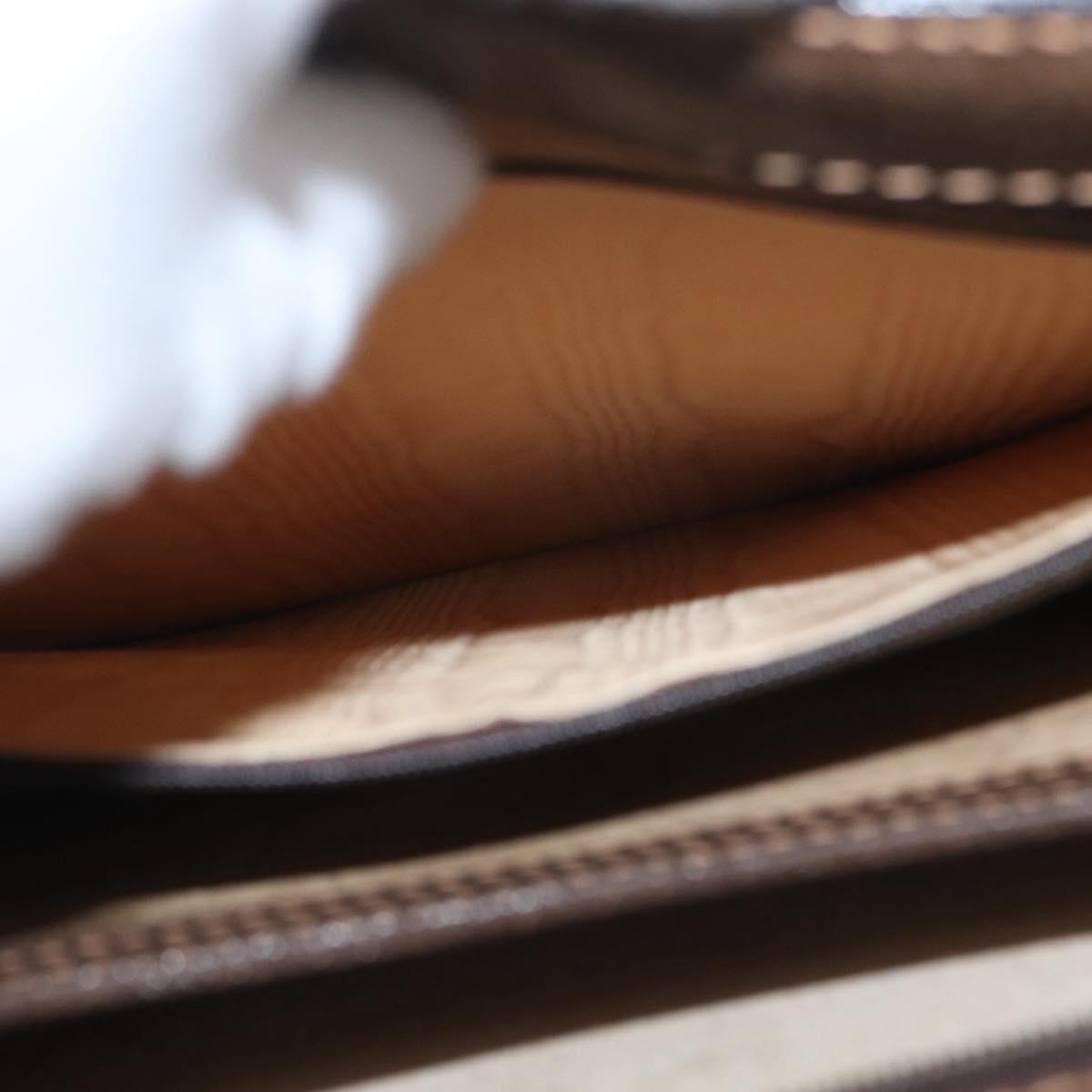 GUCCI Shoulder Bag Leather Brown Gold Auth 170114