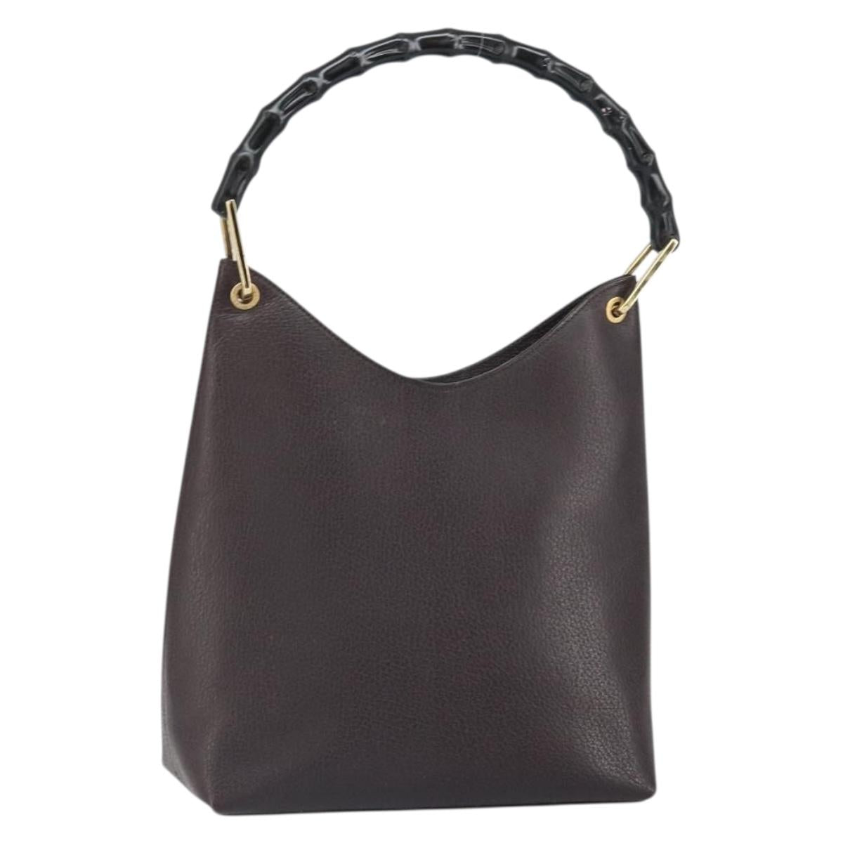 GUCCI Bamboo Tote Bag Leather Brown Gold 001 3007 3754 Auth 170115