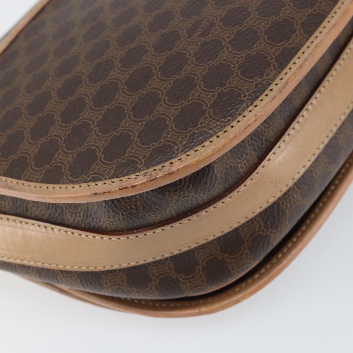 CELINE Macadam Canvas Shoulder Bag PVC Leather Brown Gold Auth 170119
