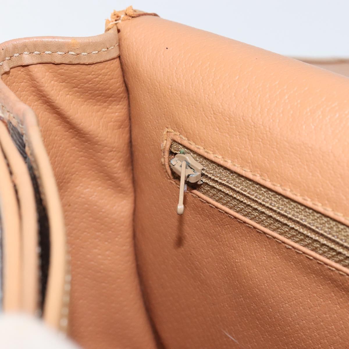 CELINE Macadam Canvas Shoulder Bag PVC Leather Brown Gold Auth 170119