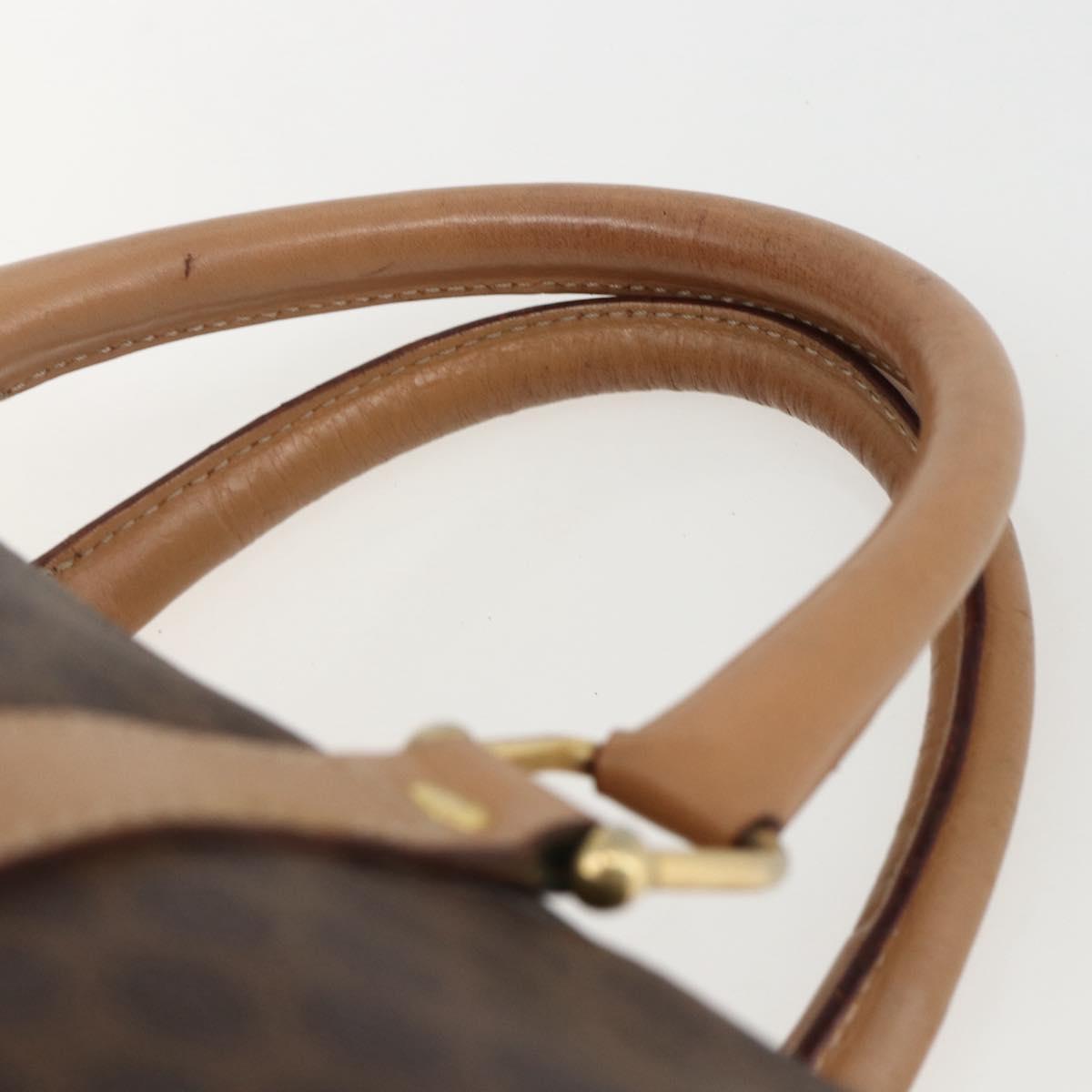 CELINE Macadam Canvas Boston Bag PVC Leather Brown Gold Auth 170121