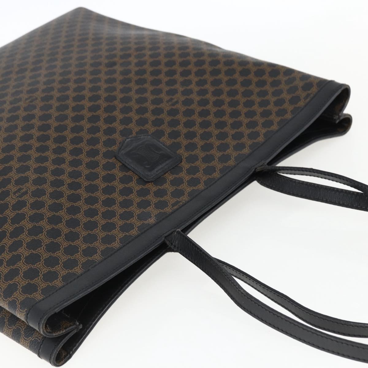 CELINE Macadam Canvas Hand Bag PVC Leather Black Gold Auth 170122