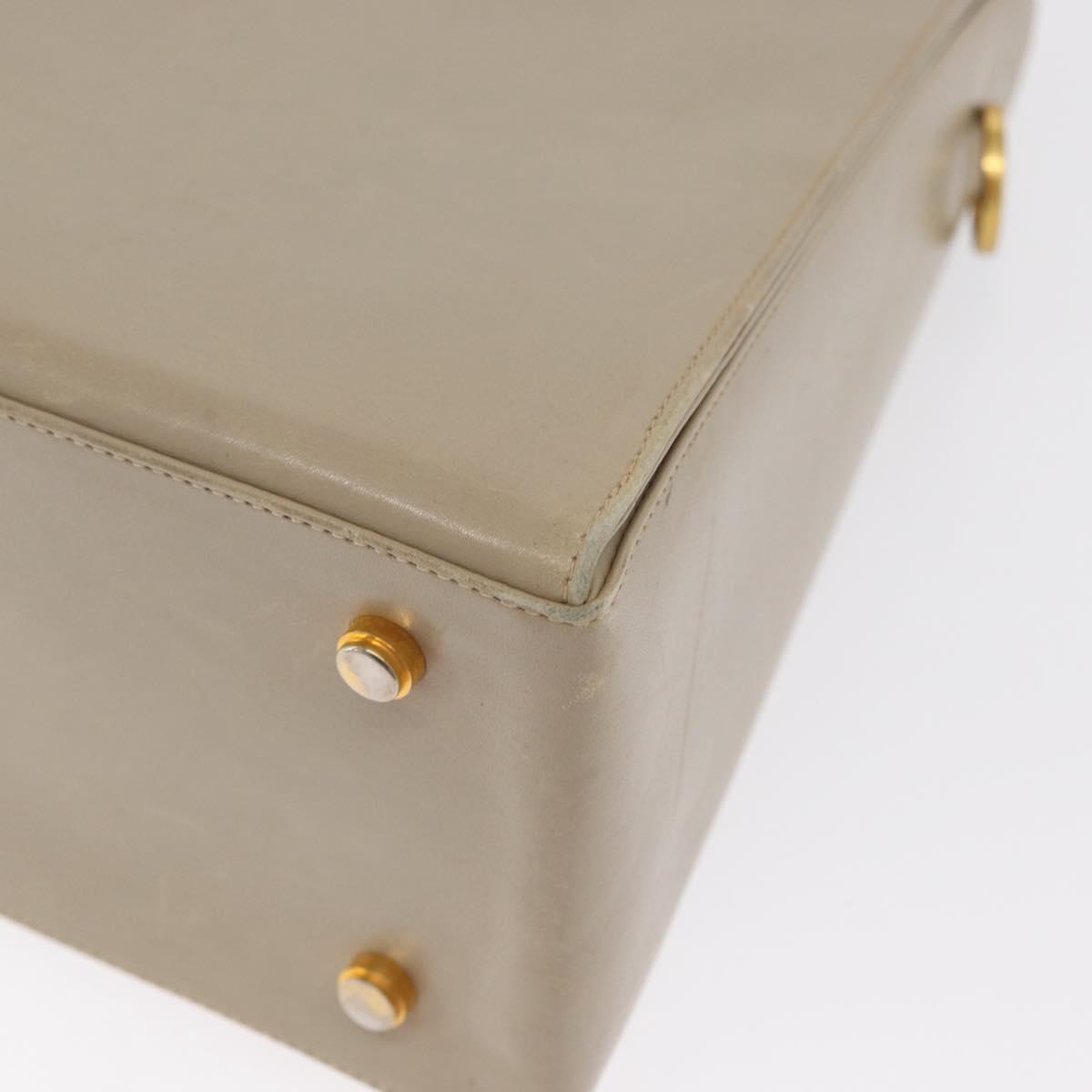 Salvatore Ferragamo Gancini Hand Bag Leather Beige Gold Auth 170123