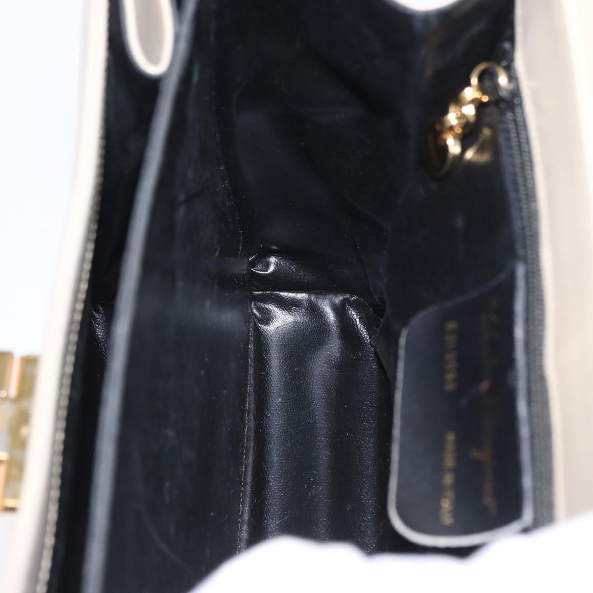 Salvatore Ferragamo Gancini Hand Bag Leather Beige Gold Auth 170123