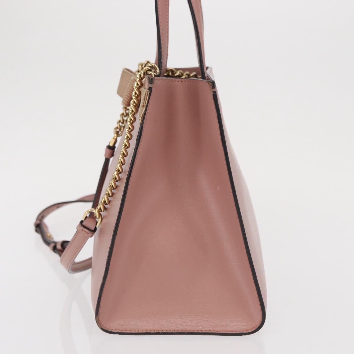Salvatore Ferragamo Vala Hand Bag Leather 2way Pink Gold Auth 170124