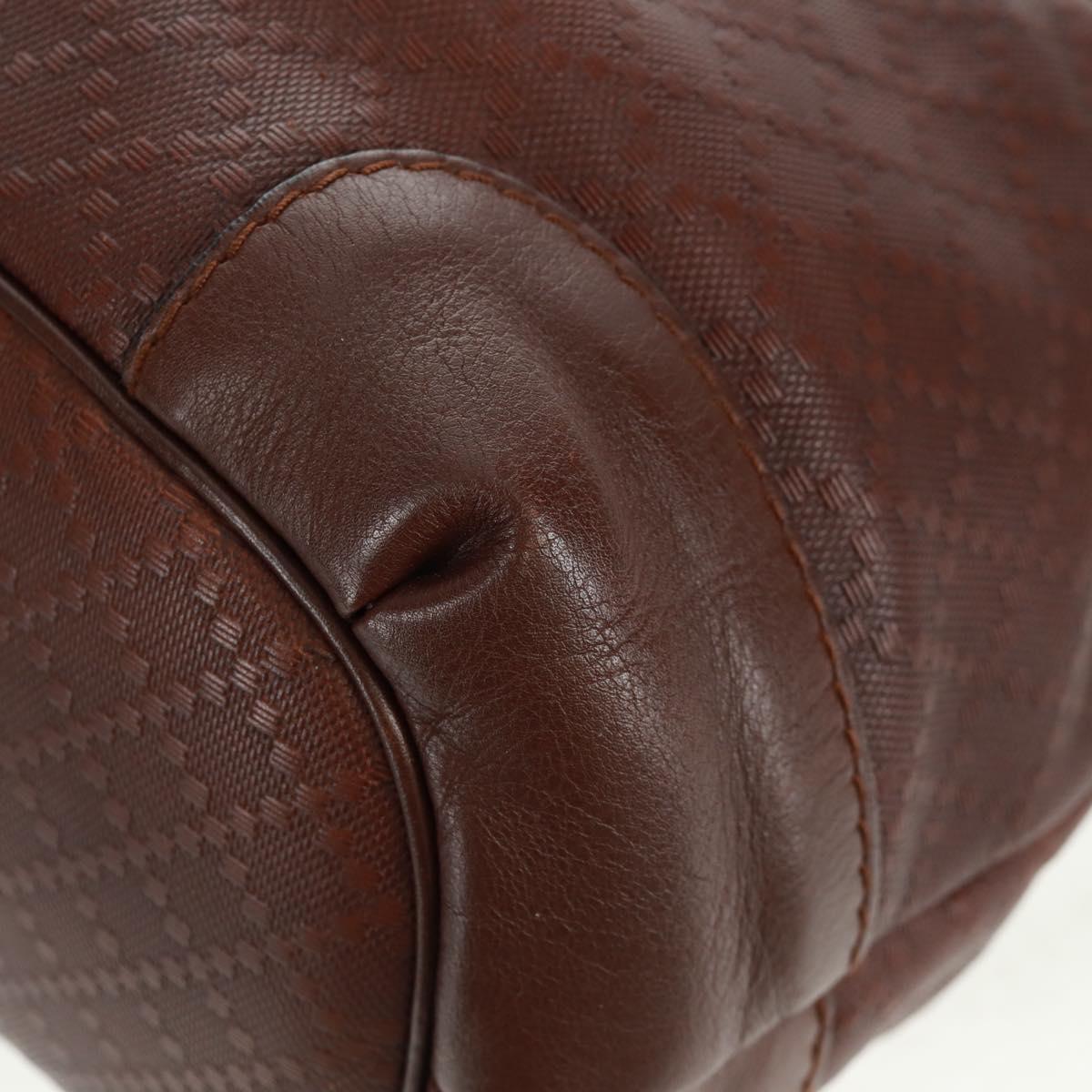 GUCCI Diamante Hand Bag Leather 2way Brown Gold 247902 Auth 170133V