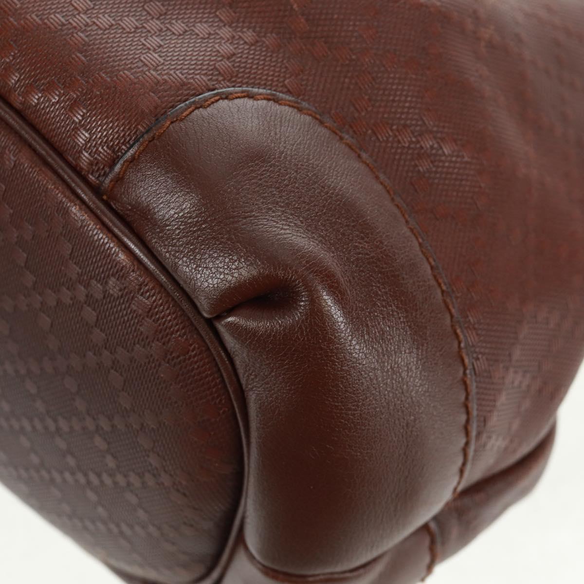 GUCCI Diamante Hand Bag Leather 2way Brown Gold 247902 Auth 170133V