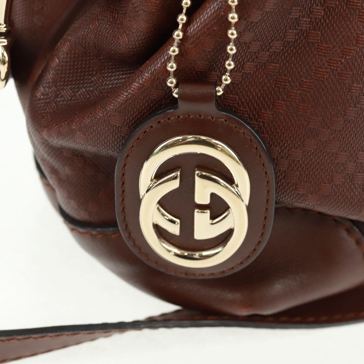 GUCCI Diamante Hand Bag Leather 2way Brown Gold 247902 Auth 170133V