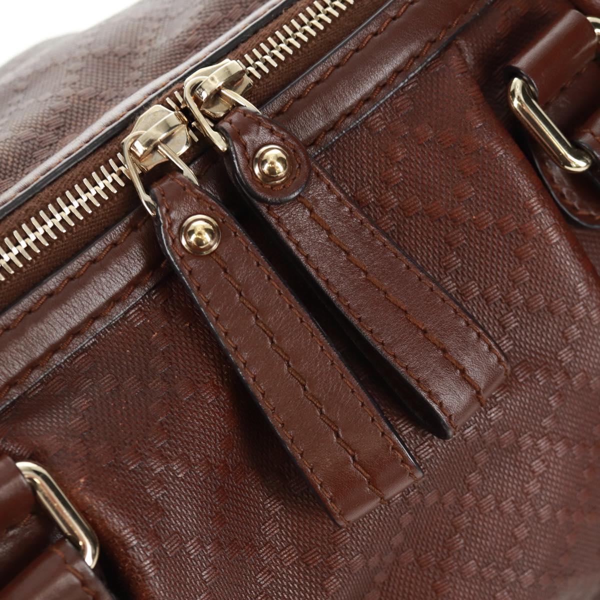 GUCCI Diamante Hand Bag Leather 2way Brown Gold 247902 Auth 170133V