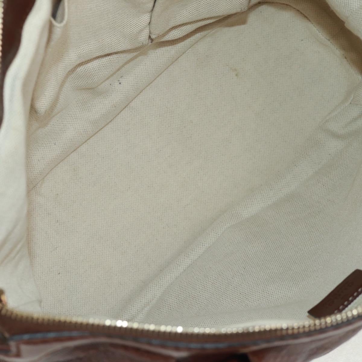 GUCCI Diamante Hand Bag Leather 2way Brown Gold 247902 Auth 170133V