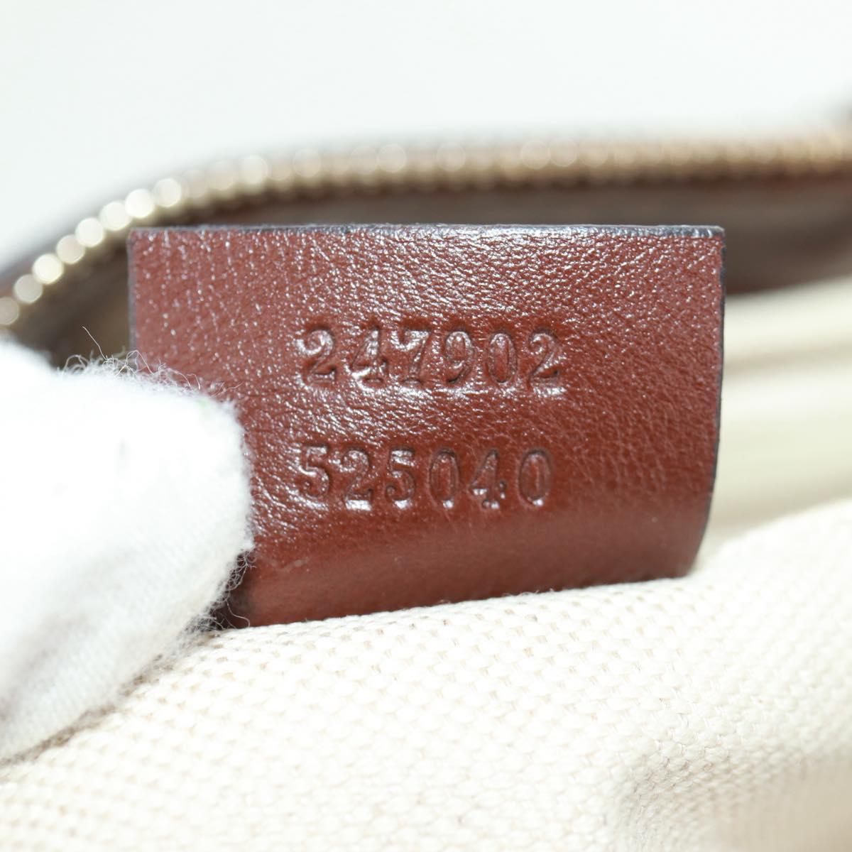 GUCCI Diamante Hand Bag Leather 2way Brown Gold 247902 Auth 170133V