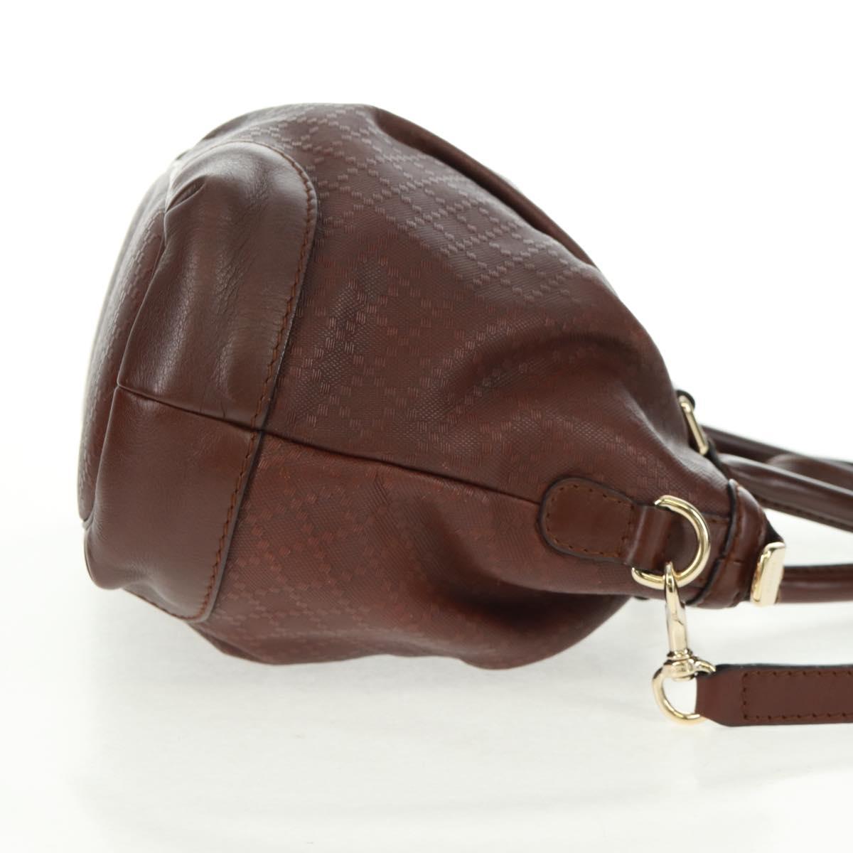 GUCCI Diamante Hand Bag Leather 2way Brown Gold 247902 Auth 170133V