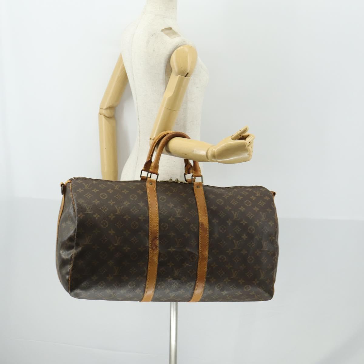 LOUIS VUITTON Monogram Keepall Bandouliere 55 Boston Bag M41414 LV Auth 170219
