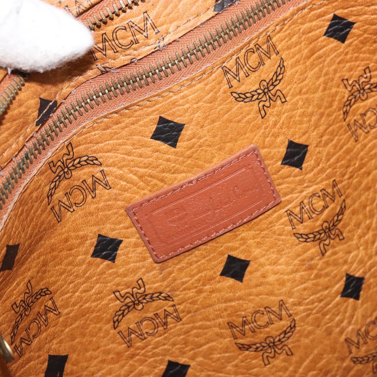 MCM Logogram Vicetos Tote Bag PVC Brown Gold Auth 170245