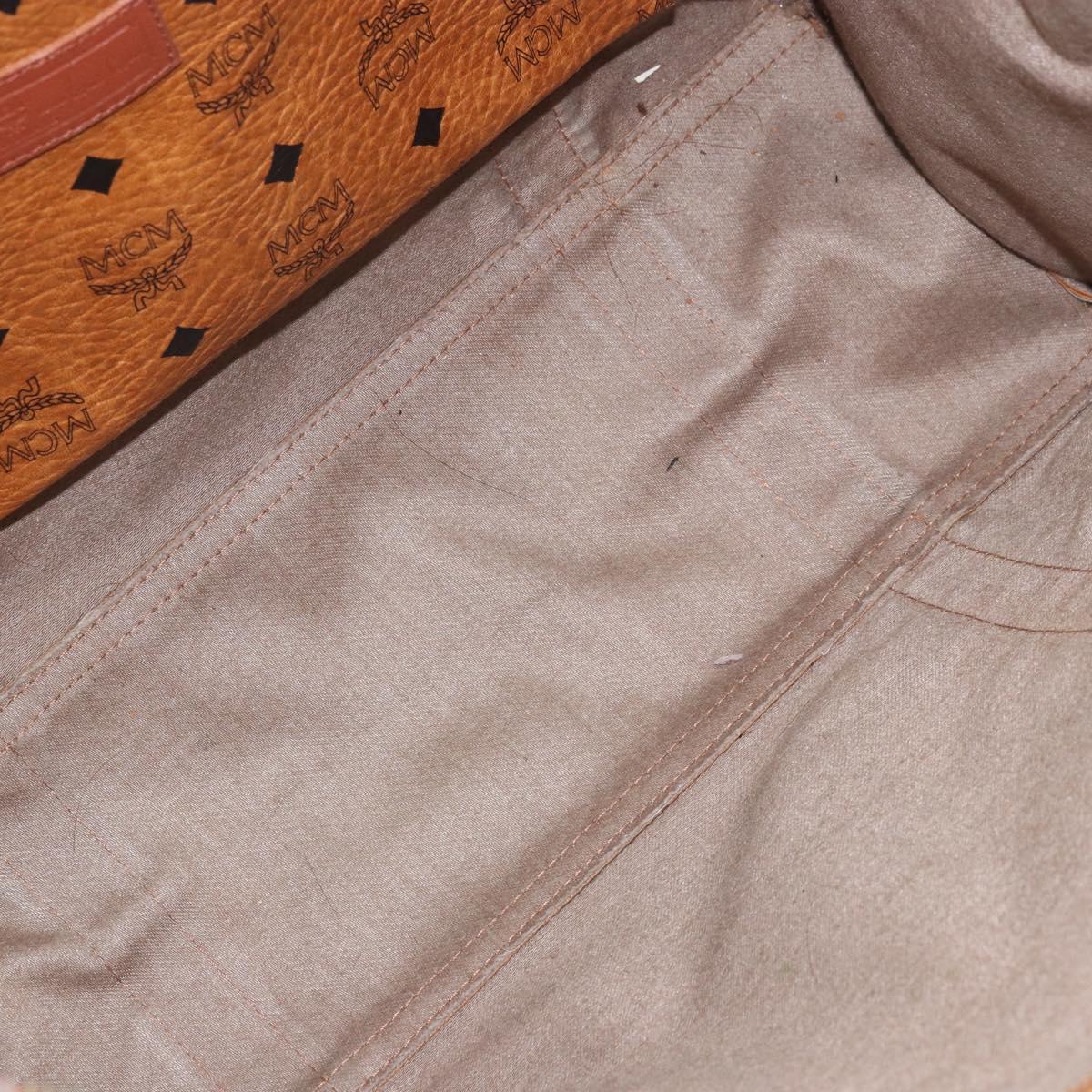 MCM Logogram Vicetos Tote Bag PVC Brown Gold Auth 170245